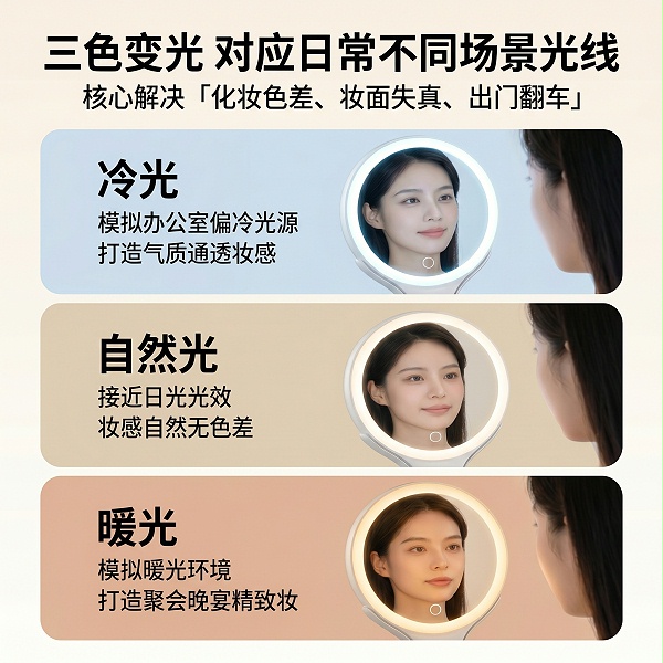 便携折叠多功能化妆镜【RM610】