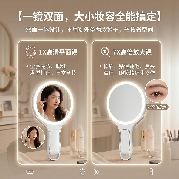 便携折叠多功能化妆镜【RM610】